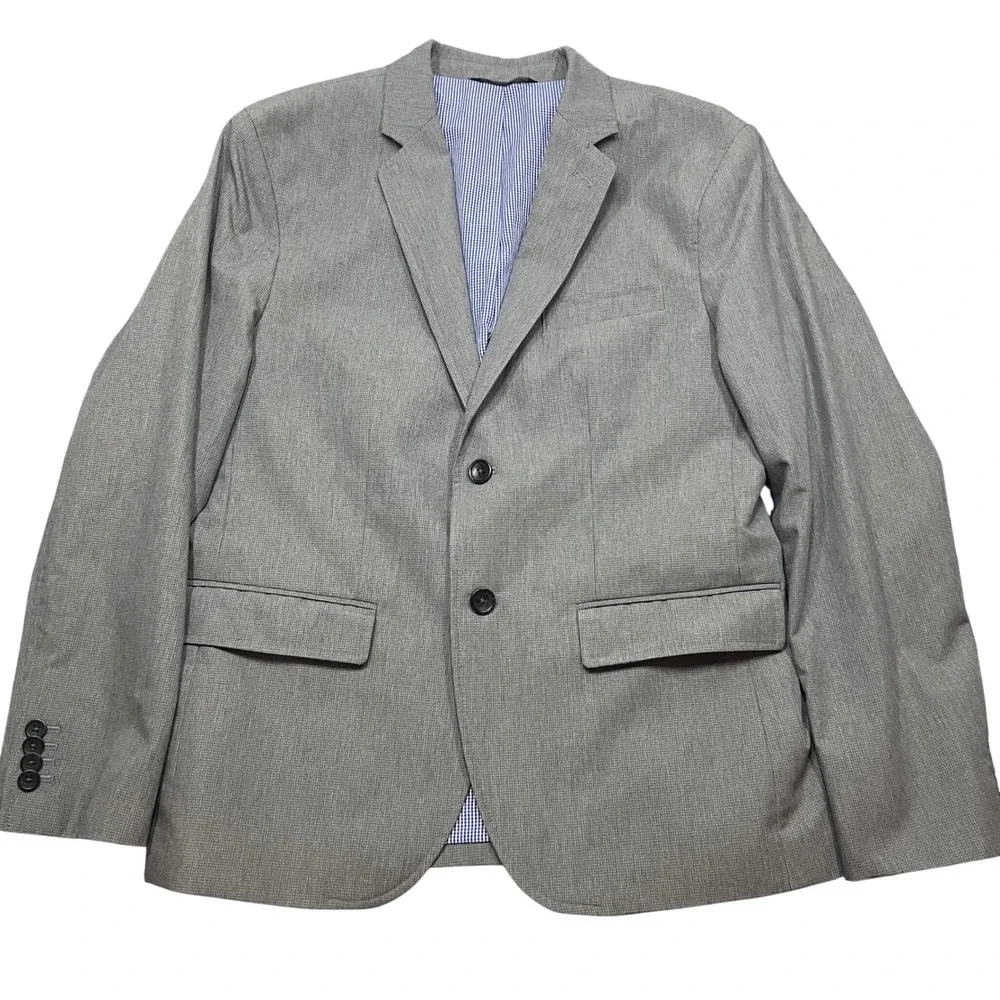 Banana Republic Mens 40S Grey No Iron Tailored Fit Blazer Sport Coat Micro Check